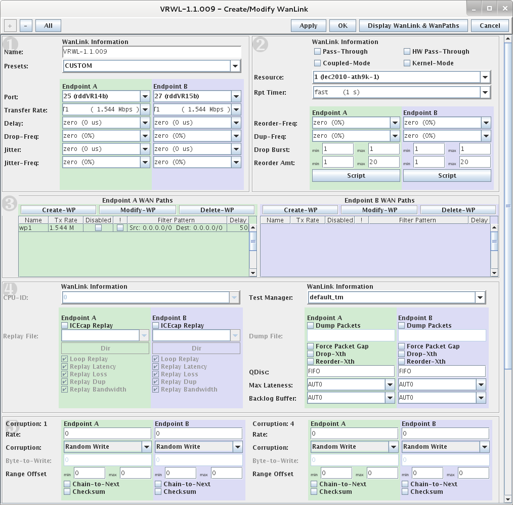 LANforge-ICE Related Screen Shots-Create/Modify WanLink Window