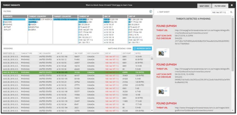 Screenshot Keysight Threat Insights