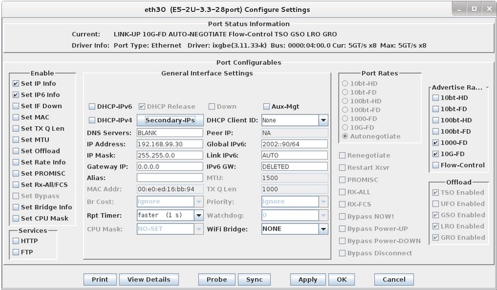 Candela LANforge FIRE Configuration Settings