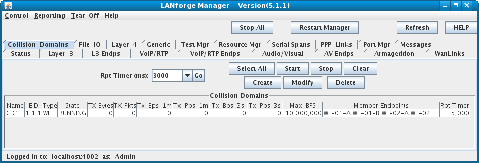 LANforge-GUI Network Emulation Collision Domain Display