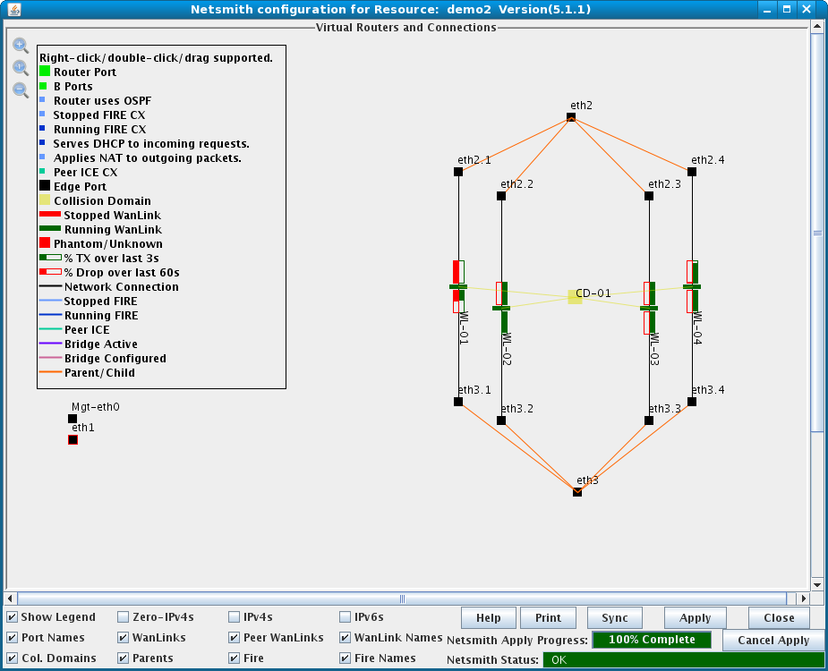 LANforge-GUI Network Emulation Collision Domain in Netsmith