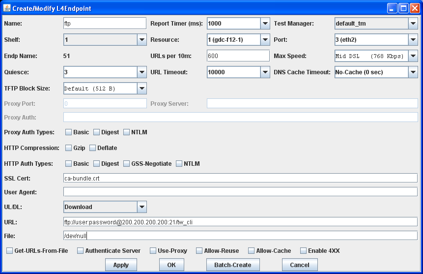 LANforge-GUI Layer 4-7 Create/Modify