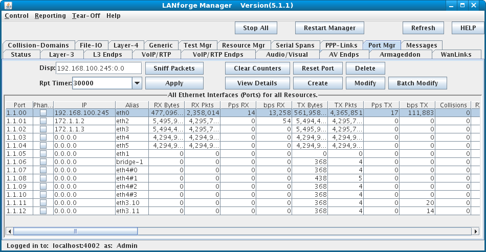 LANforge-GUI Ports