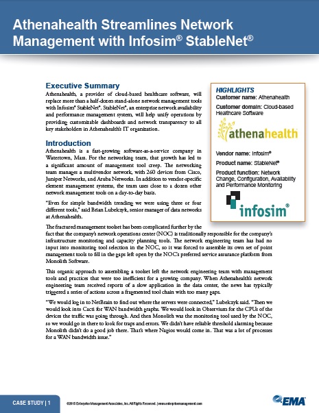 Athenaheatlth Streamlines Network Management with Infosim