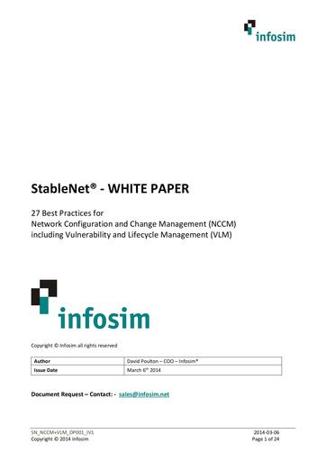 StableNet® White Paper: Network Configuration & Change Management using StableNet