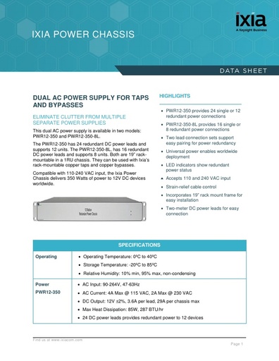 Power Supply Chassis for Taps and Bypass