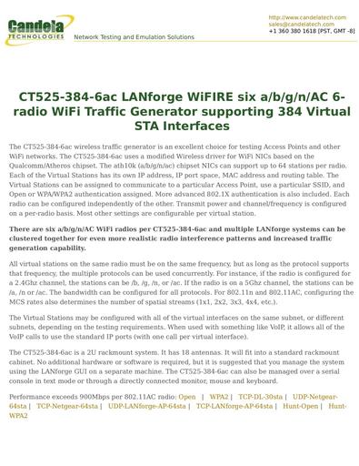 CT525-384-6ac LANforge WiFIRE six a/b/g/n/AC 6-radio WiFi Traffic Generator supporting 384 Virtual STA Interfaces