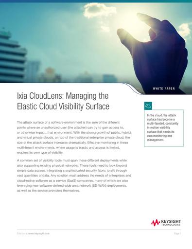 Ixia CloudLens: Managing the Elastic Cloud Visibility Surface