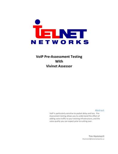 Telnet Networks VoIP Pre-Assessment Testing