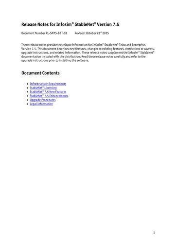 Release Notes for Infosim® StableNet® Version 7.5